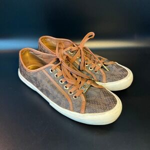 MICHAEL KORS Keaton Women's Logo Print Coated Canvas Lace‎ Up Sneakers, Brown 7M